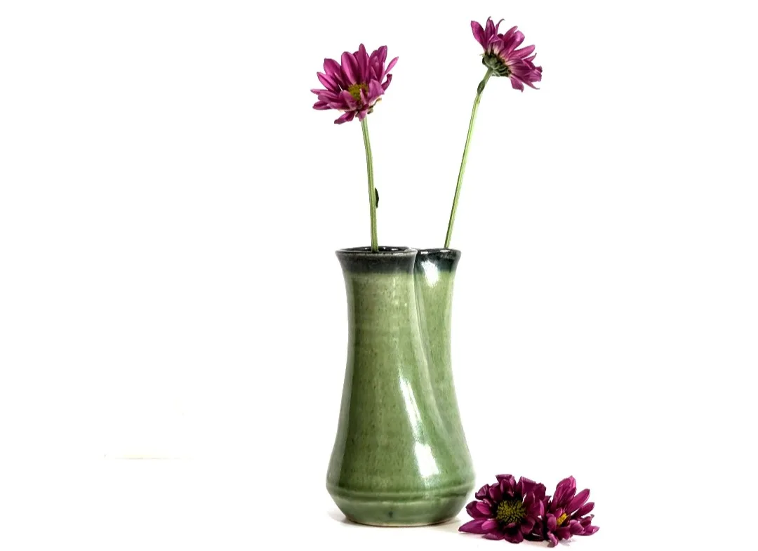 Handmade Pinched Pottery Vase ~ Retro Bohemian Decor image indicator(8)