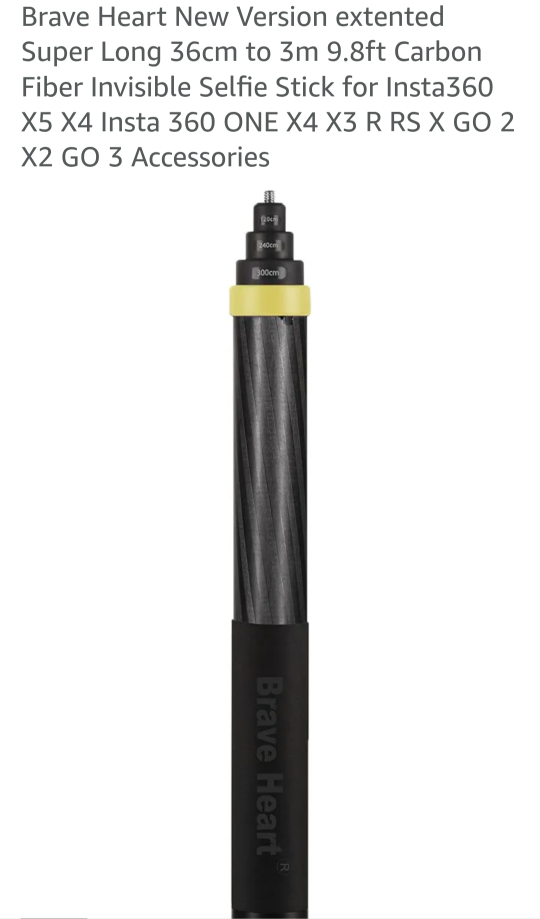 Brave Heart 9.8ft. CARBON FIBER SELFIE STICK 3m.(Telescopic)