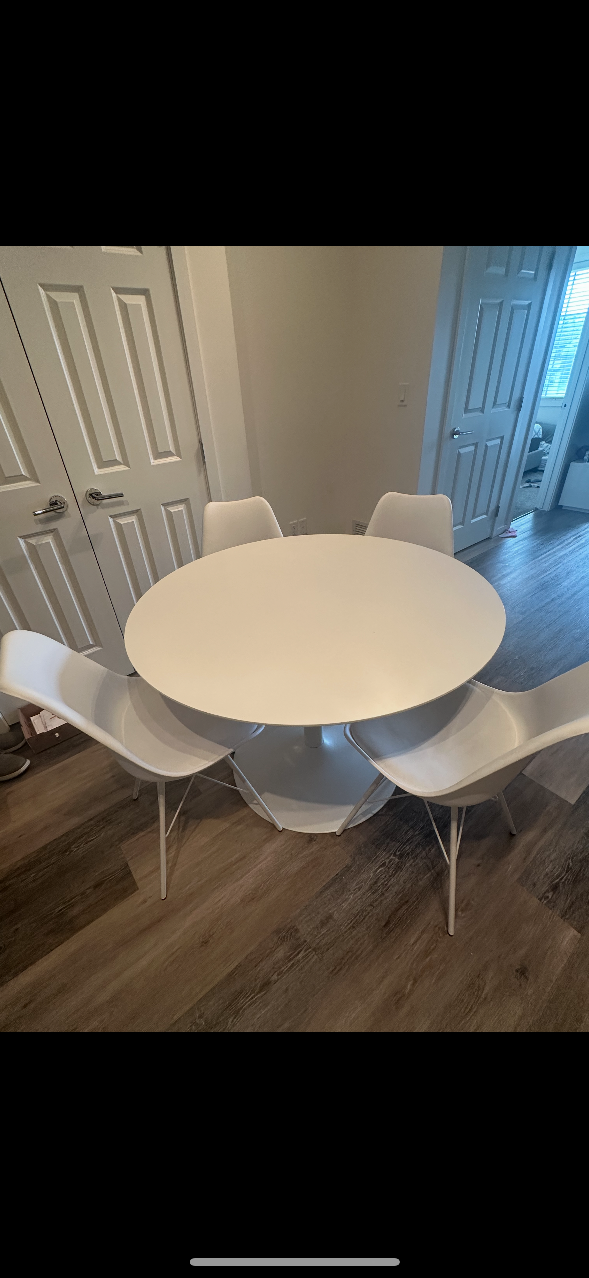 White Round Dining Table with 4 Chairs - photo 2