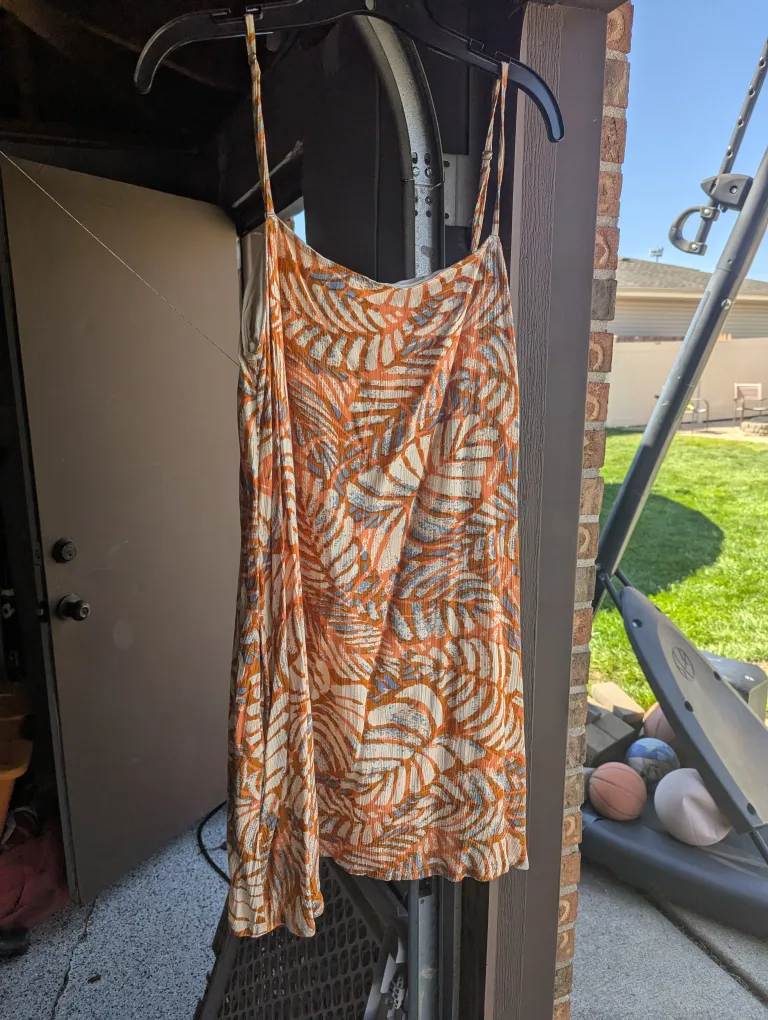 Orange Leaf Print Dress thumbnail