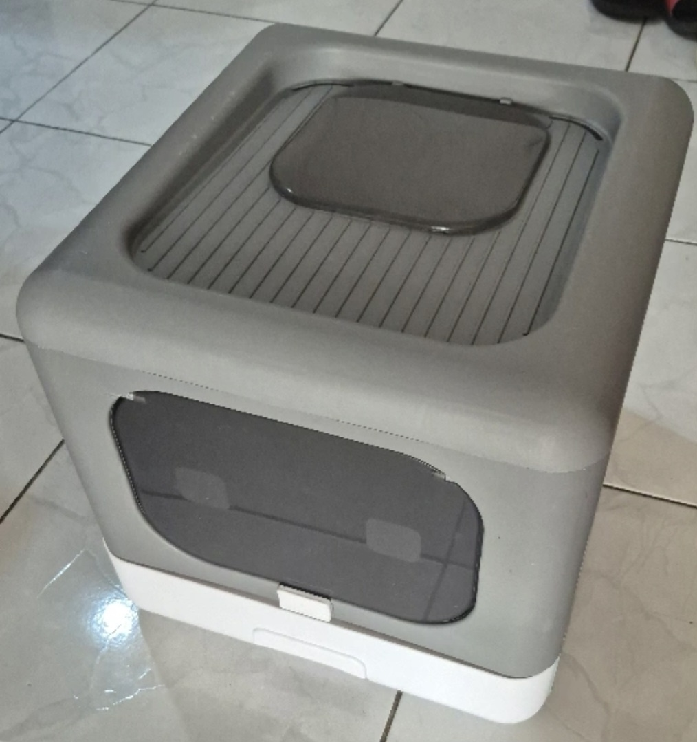 Grey Top Entry Cat Litter Box - 16"x16"