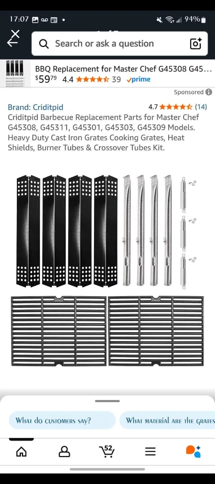 Criditpid Barbecue Replacement Parts for Master Chef thumbnail