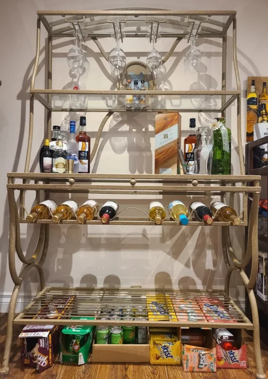 Gold Finish Metal & Glass Bar Stand image indicator(4)