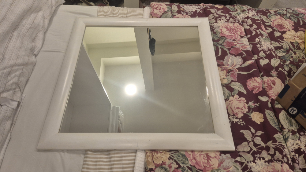 White Framed Square Mirror