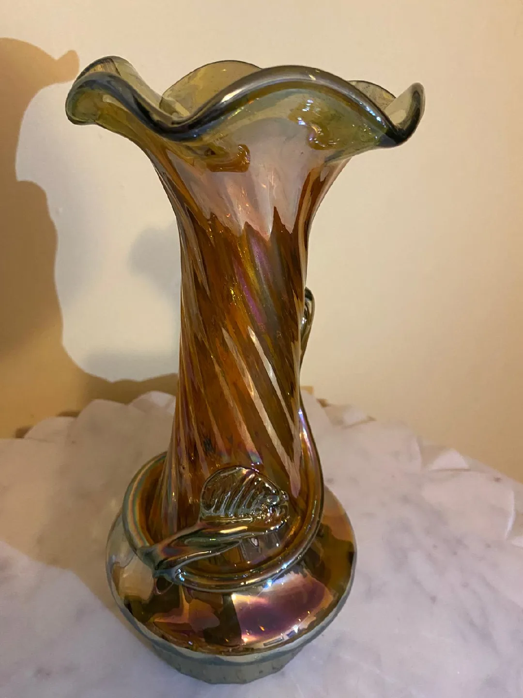 Iridescent Carnival Glass Vase image indicator(2)