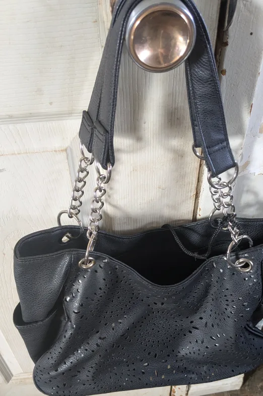 Black Laser Cut Tote Bag thumbnail