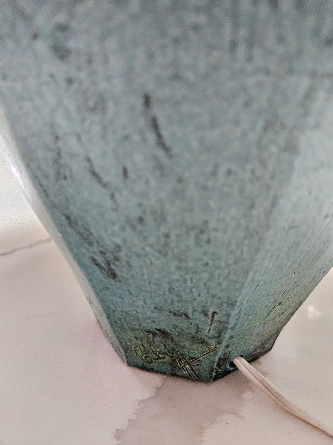 Vintage Ceramic Table Lamp with Shade Signed image indicator(4)