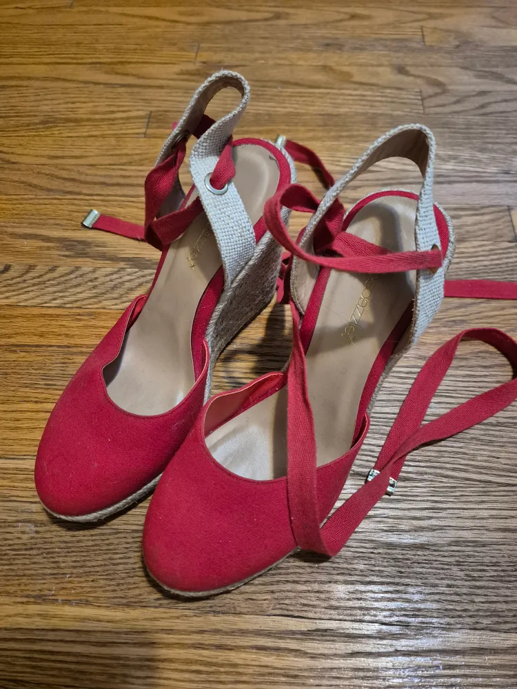 St Osazzi Red Espadrille Wedges, Size 7.5 thumbnail
