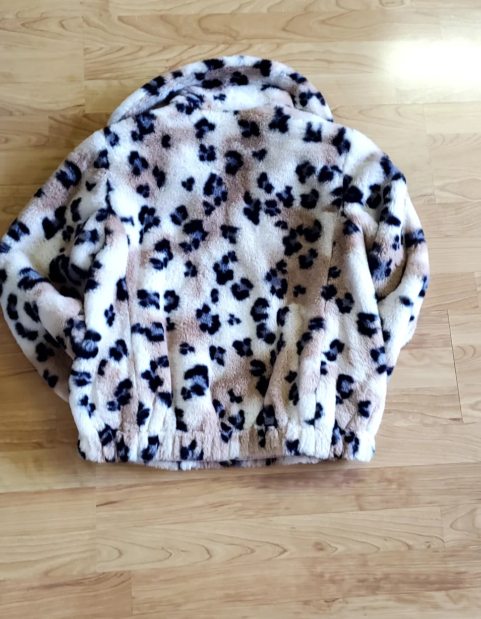 Brand New Rebecca Taylor Leopard Print Faux Fur Jacket - M image indicator(2)