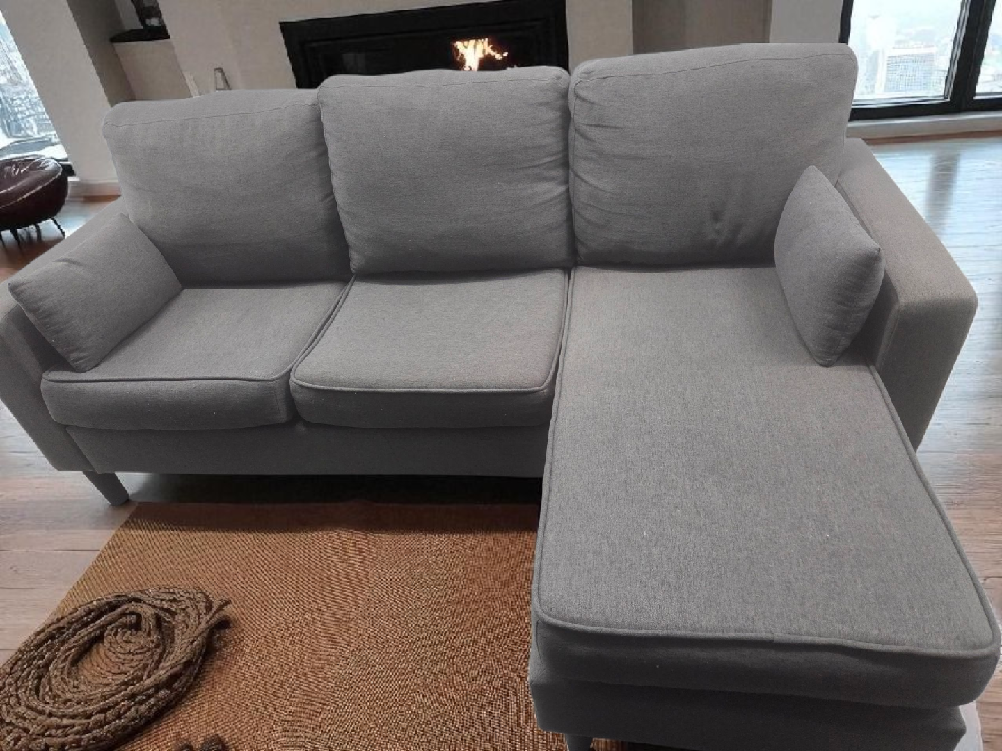 Grey Sectional Sofa with Chaise Lounge