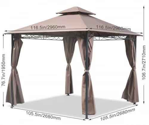 Gazebo with Curtains - 10x10 ft - photo 3