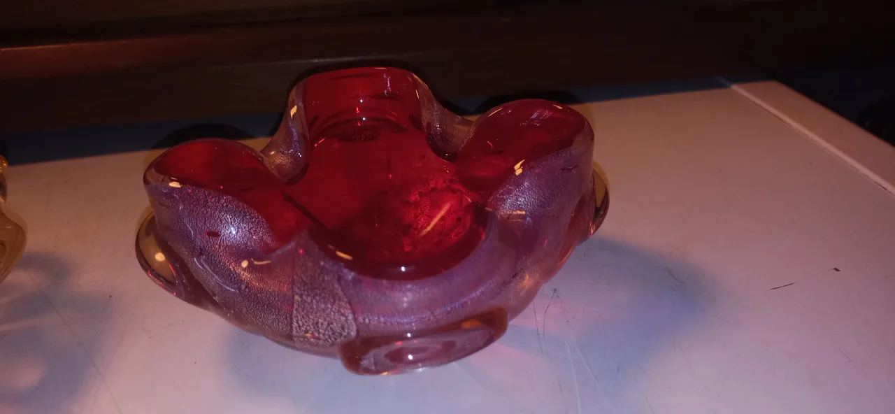 Genuine Murano Art Glass Bowls - Red & Gold image indicator(4)