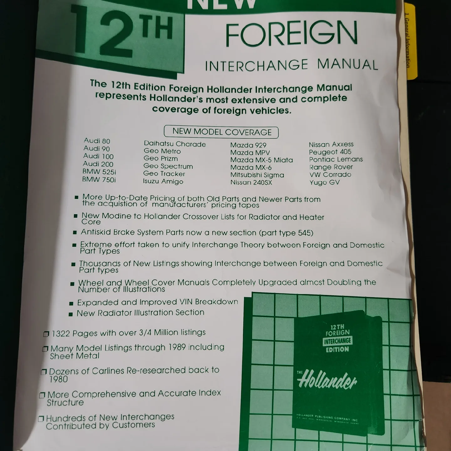 Hollander Foreign car part Interchange Manual 12th Edition image indicator(2)