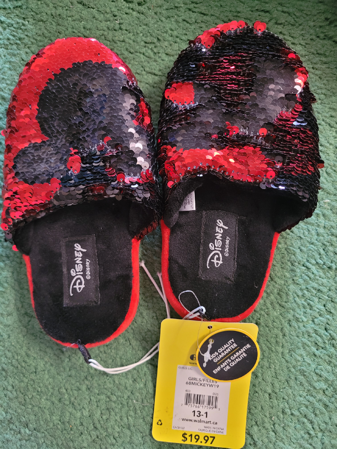 Disney Minnie Mouse Sequin Slippers Size 13-1