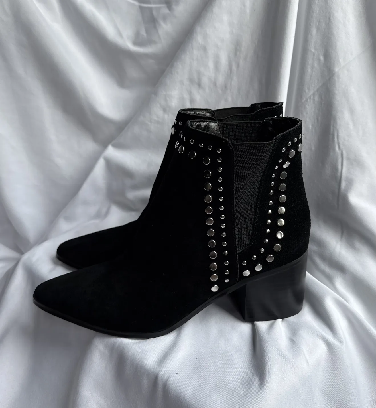 Aldo Black Studded Ankle Boots, Size 8.5 image indicator(2)