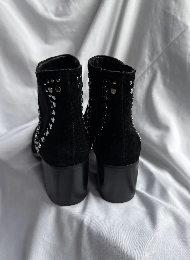 Aldo Black Studded Ankle Boots, Size 8.5 image indicator(3)