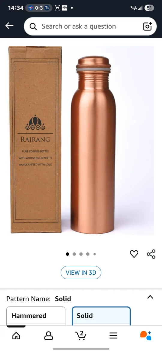 Rajrang Pure Copper Bottle with Ayurvedic Benefits thumbnail