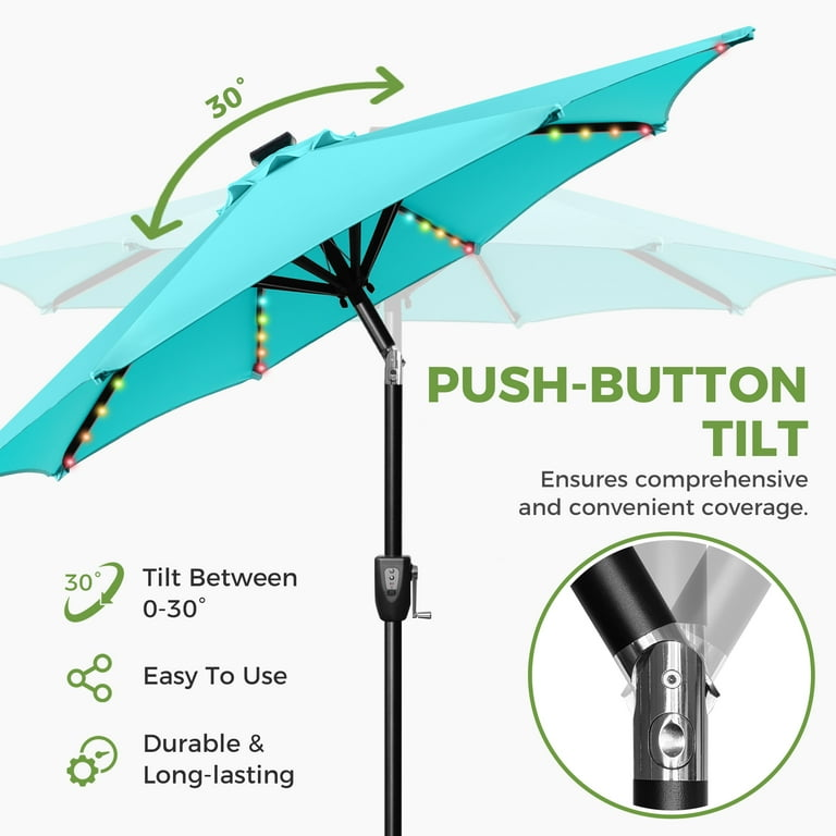 NEW 7.5 FT Patio Umbrella with LED Lights - Teal - photo 2