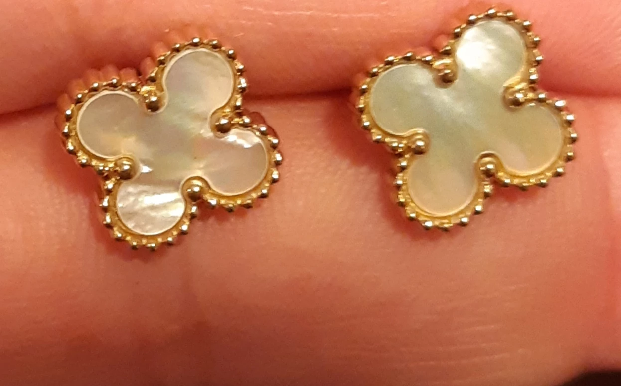 18K Gold Plated Mother Of Pearl Necklace & Earrings Set - photo 5