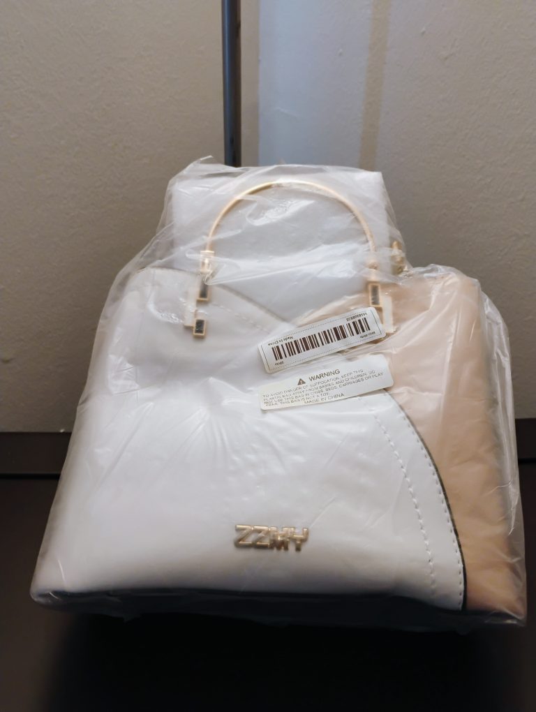ZZMY White & Tan Satchel Handbag