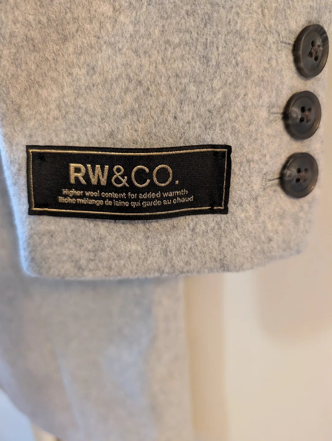 RW&CO. Wool Blend Coat - Size M - Grey thumbnail