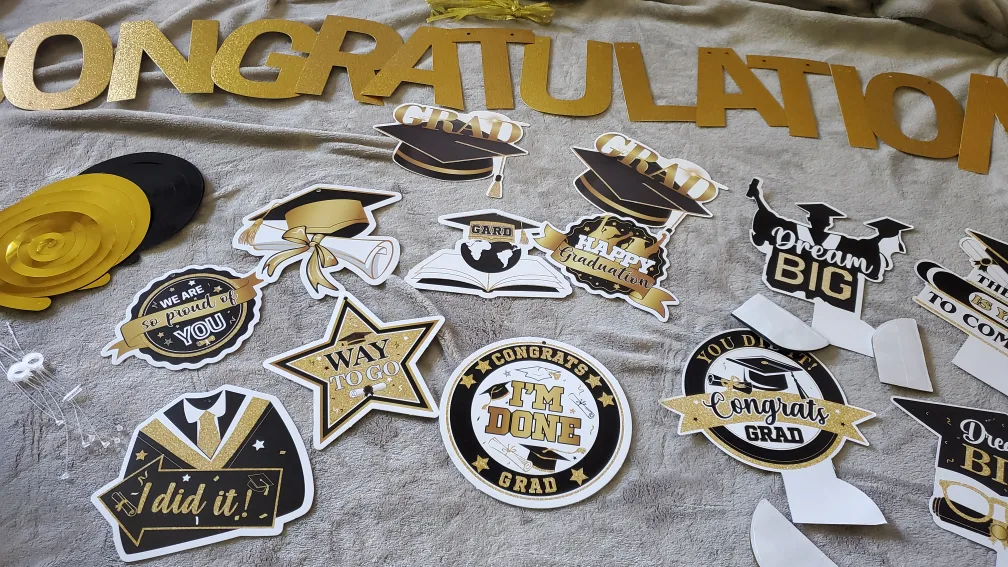 Graduation Party Decorations - Gold & Black image indicator(2)