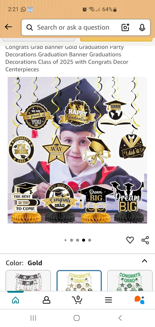 Graduation Party Decorations - Gold & Black image indicator(5)
