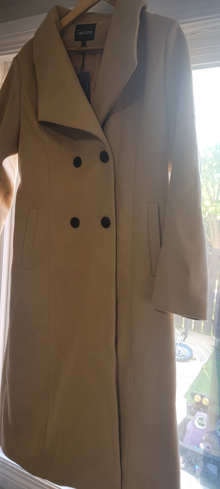 Chouyatou Women's Wool Blend Double-Breasted Coat - L