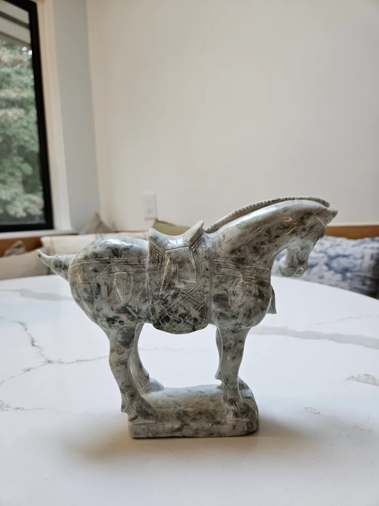 Jade Green Marble Tang Style Horse Statue image indicator(4)