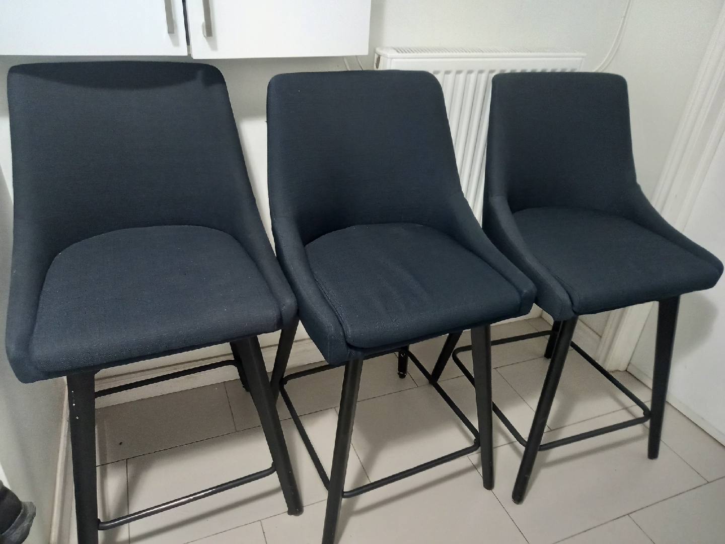 Set of 3 dark blue  Counter Height Bar Stools
