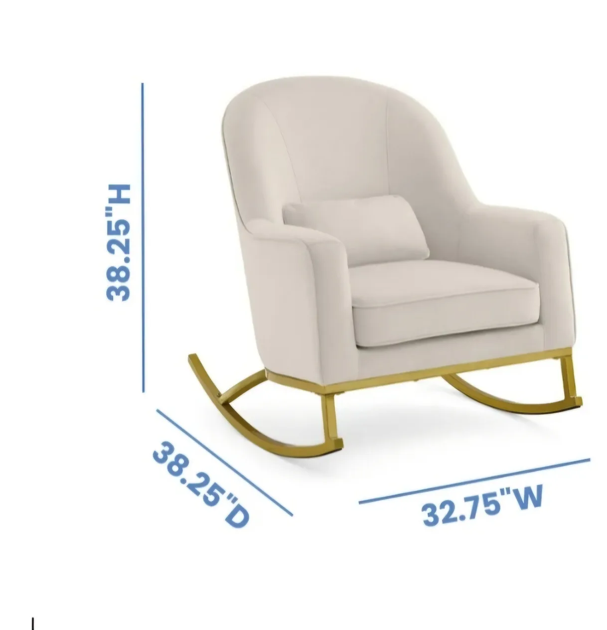 Cream Velvet Rocking Chair w/ Gold Base image indicator(3)