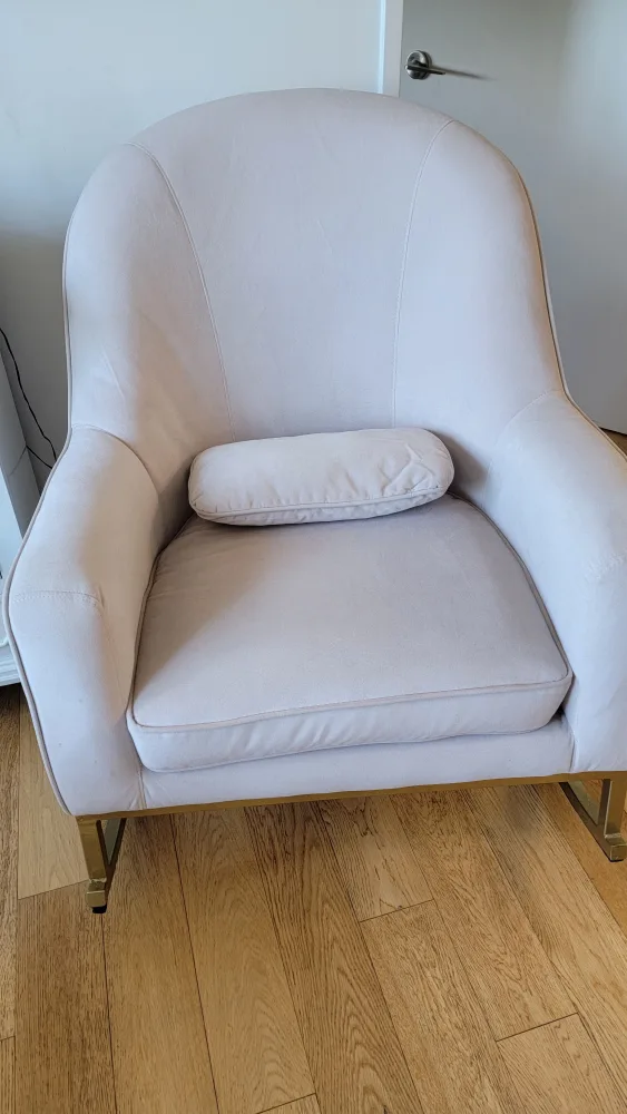 Cream Velvet Rocking Chair w/ Gold Base image indicator(4)