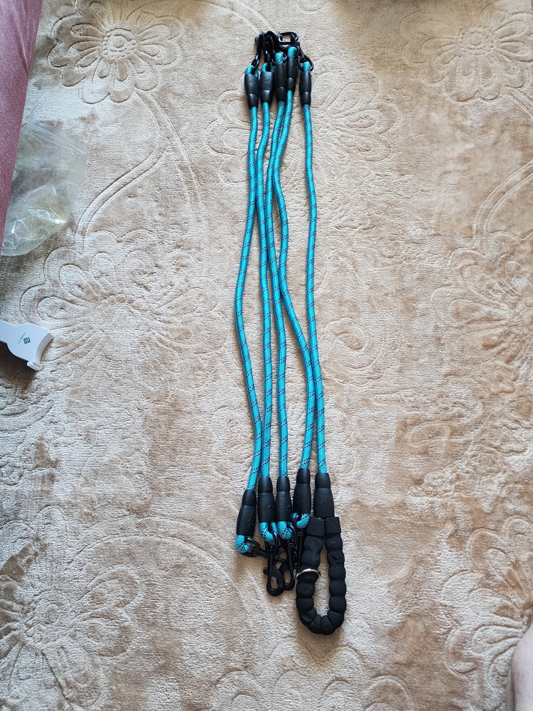Dual Dog Leash - Blue Rope