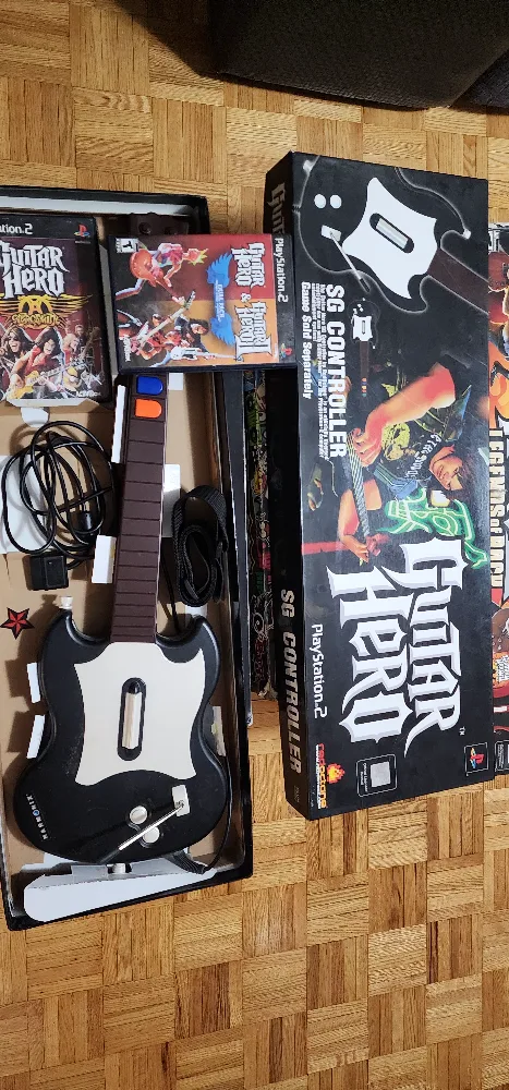 Guitar Hero SG Controller for PS2 w/ Games thumbnail