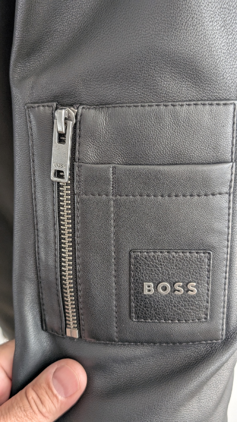 Hugo Boss 'Juge' Black Leather Bomber Jacket - photo 2