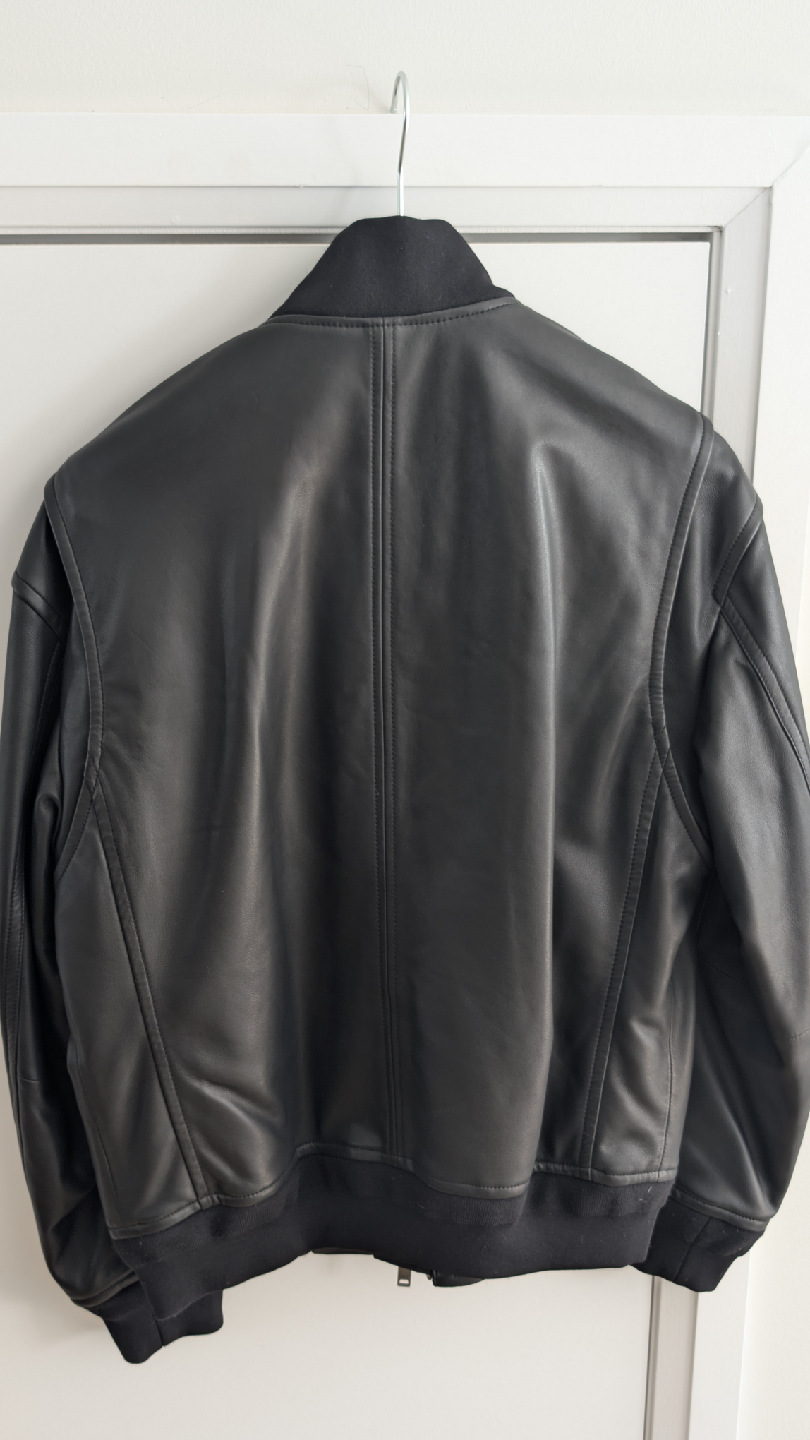 Hugo Boss 'Juge' Black Leather Bomber Jacket - photo 4