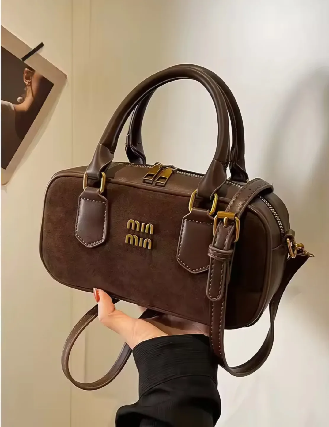 Miu Miu Brown Suede Handbag image indicator(8)