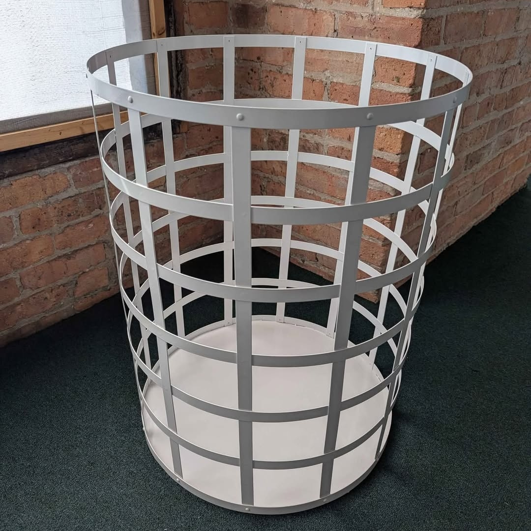 CB2 White Metal Laundry Basket Frame