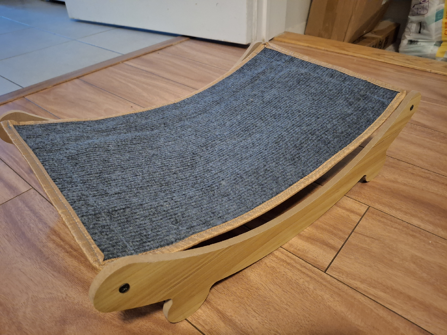 Cat Hammock Bed - Wood & Grey Fabric 🥕 - photo 3