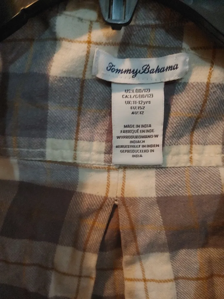 Tommy Bahama Plaid Flannel Shirt - Girls Size L (10/12) image indicator(2)