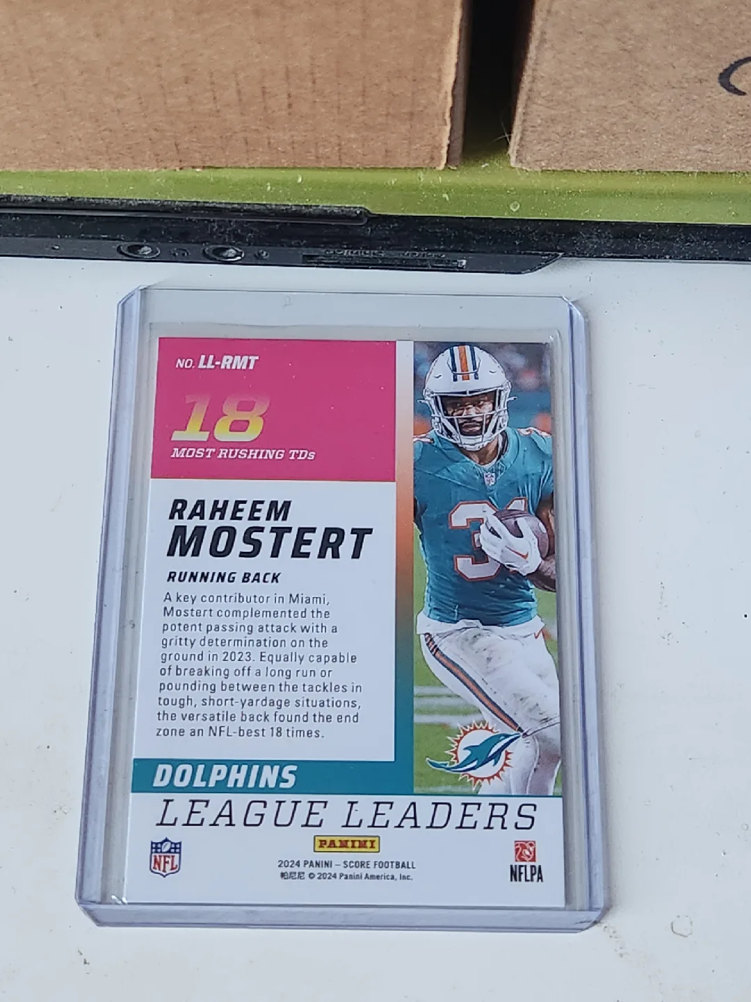 Raheem Mostert 2024 Panini Score Football Card image indicator(2)