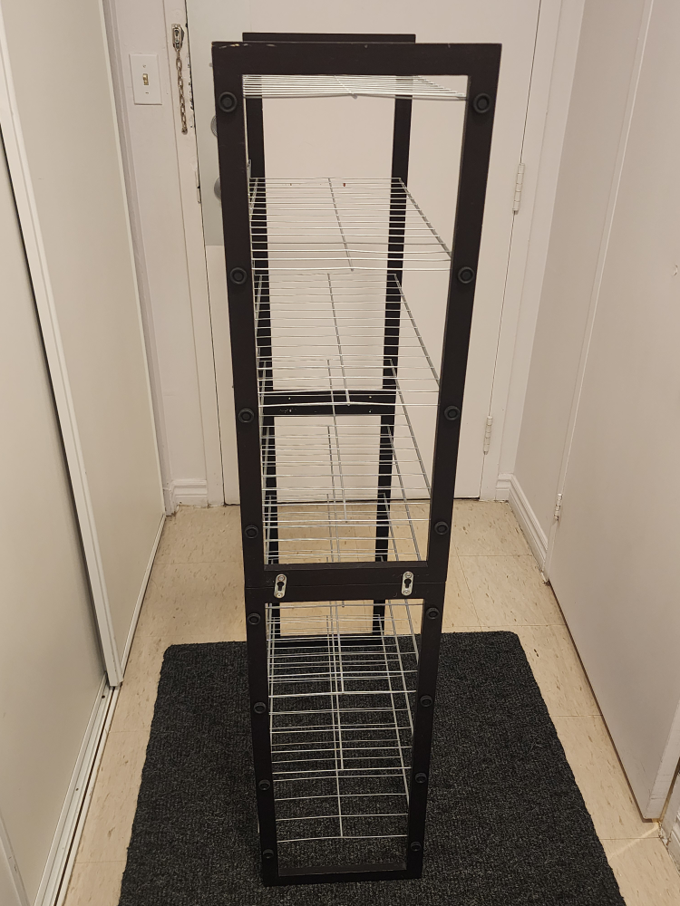 MAINSTAYS 8-tier shoe rack with wood frame and wire shelf,