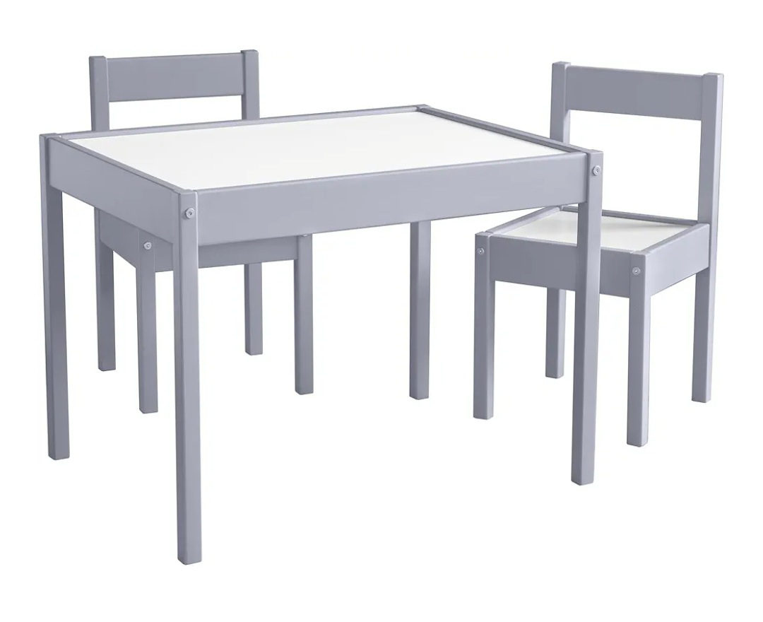 Children's Table with 2 Chairs - White