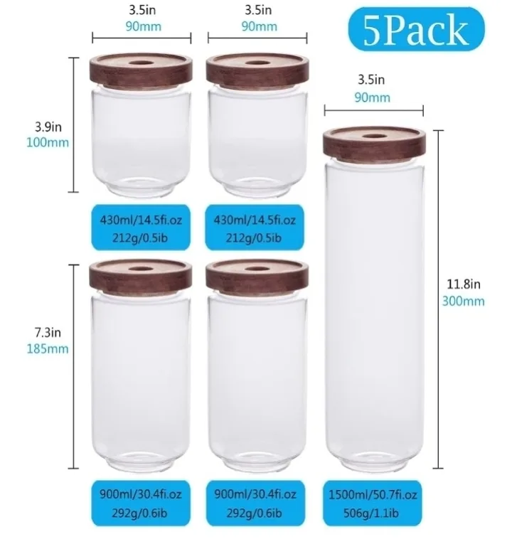 SAIOOL 5-Piece Kitchen Canister Set image indicator(3)