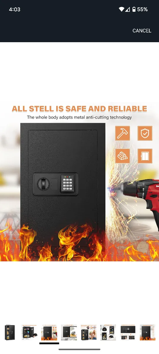 Black Digital Wall Safe with Removable Shelf image indicator(2)