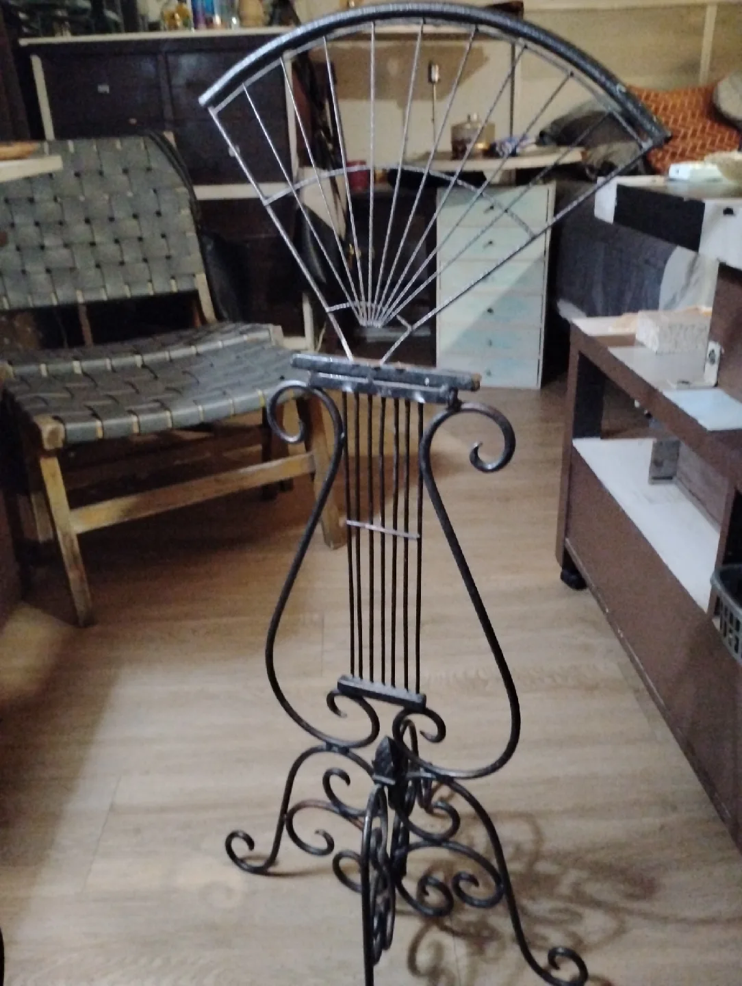 one of a kind handmade wrought iron iron music stand thumbnail