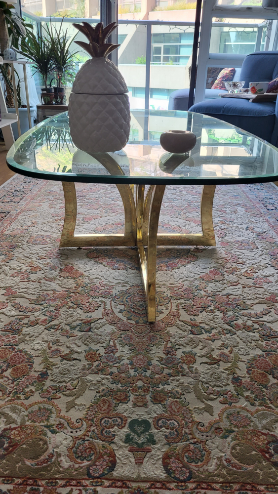 Glass Top Coffee Table with Gold Base