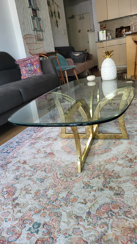 Glass Top Coffee Table with Gold Base - photo 2