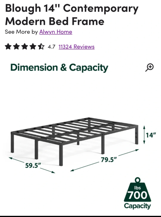 Queen Size 14" Bed Frame - Contemporary Modern