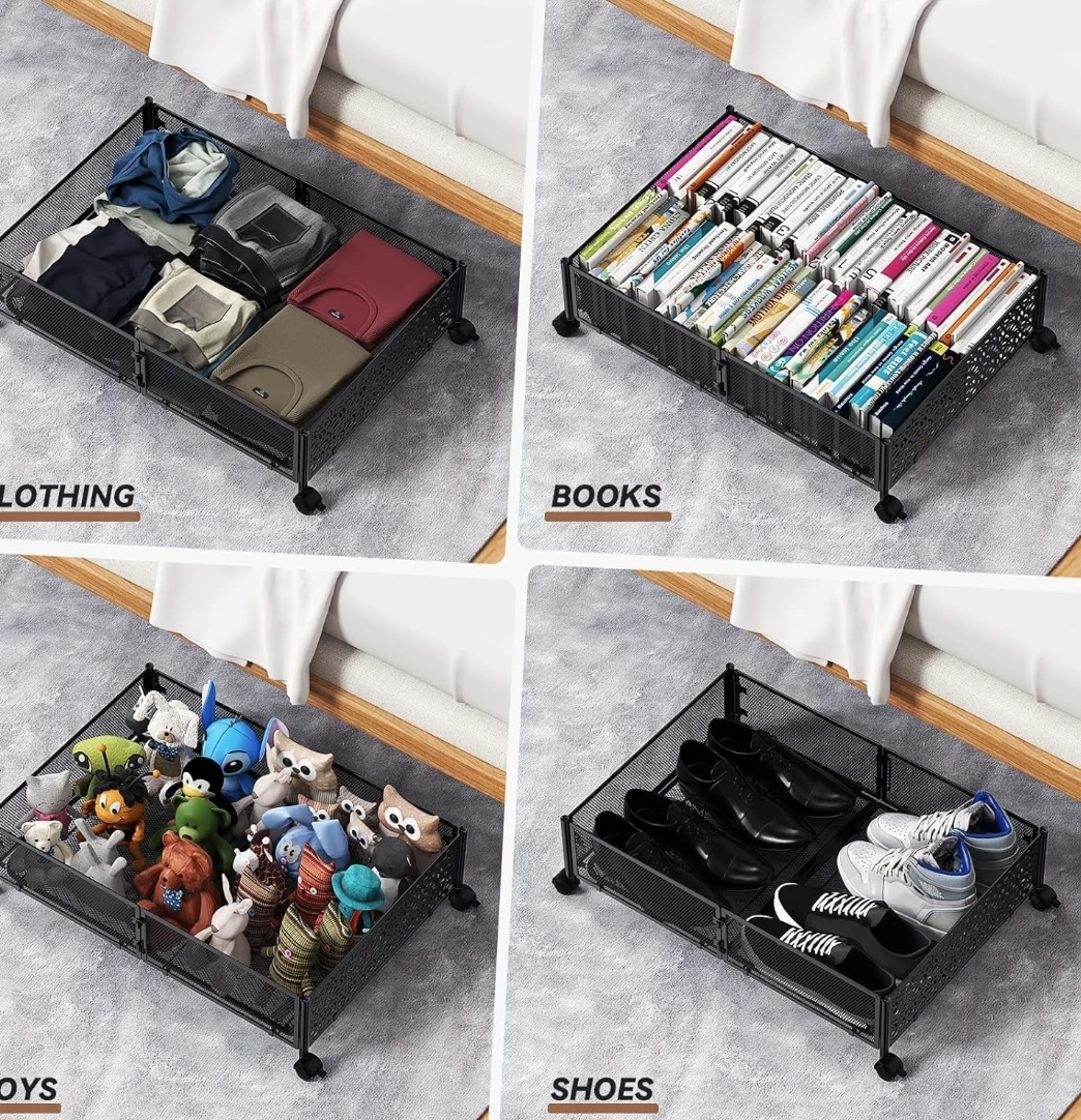 Under Bed Storage Rolling Organizer - Black - photo 5